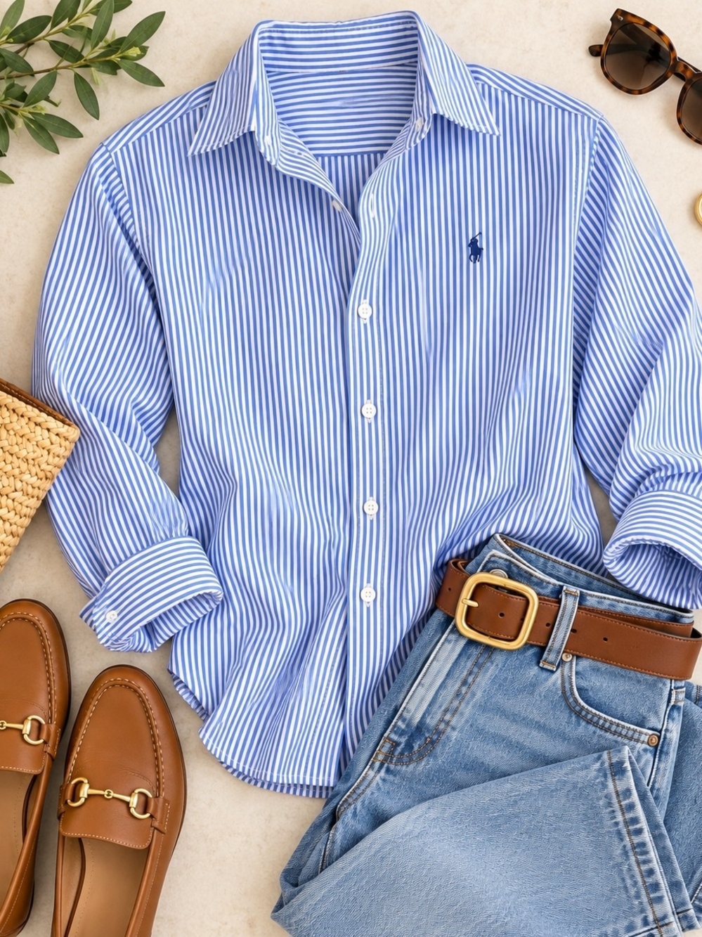 Ralph Lauren Blue & White Striped Button-Down Shirt - Picture 2 of 2
